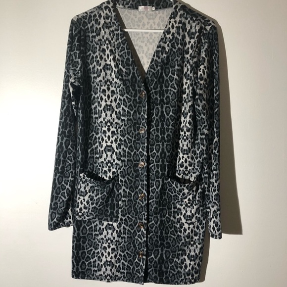 Halife cardigan animal print black & gray woman Size M - Picture 1 of 6